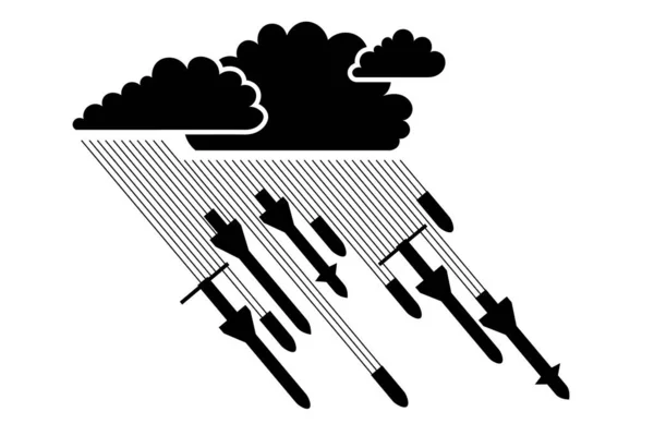Symbol Sign Designation Armed Military Conflict War Confrontation Thundercloud Rain — Stock Vector