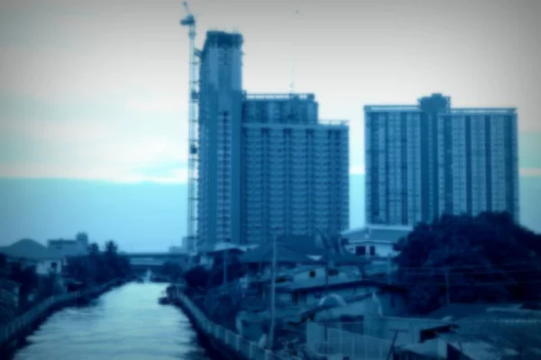 Scène Floue Canal Pran Sricharoen Bangkok Thaïlande Avec Filtre Bleu — Photo