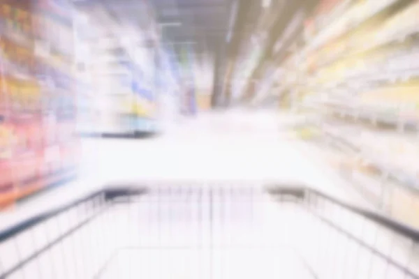 Motion Image Floue Panier Dans Supermarché — Photo