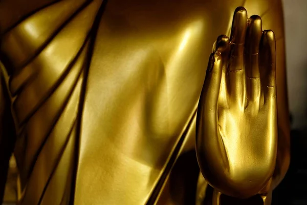 Nahaufnahme Hand Des Goldenen Buddha Bildes — Stockfoto