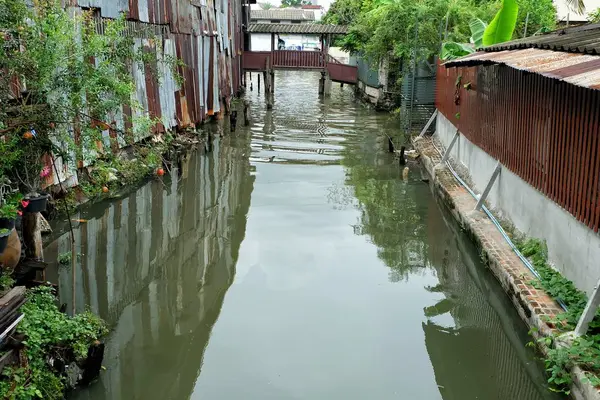 Scenery Bangkok Yai Canal Wat Hong Rattanaram Community Bangkok Thailand — Stock Photo, Image