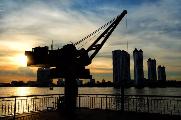 Scenery Sunset Chaophraya River Asiatique Market Pier Chaophraya River Major — Stock Photo, Image