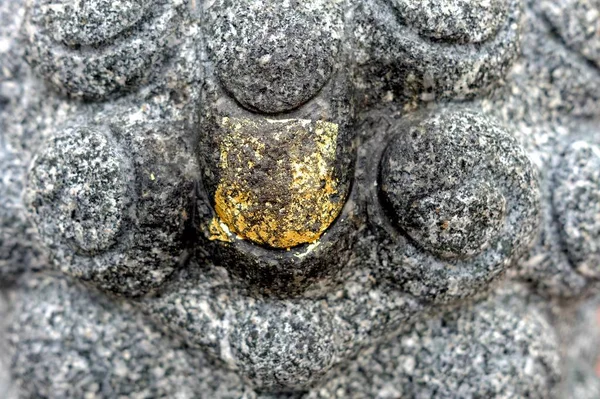 Close Gold Leaf Stone Selective Focus — Stock Photo, Image