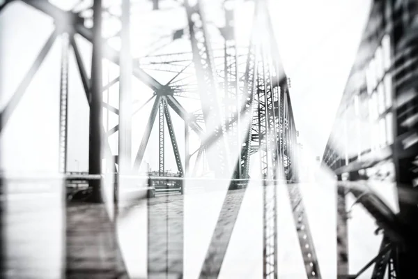 Abstract Metal Bridge Background Double Exposure Style — Stock Photo, Image