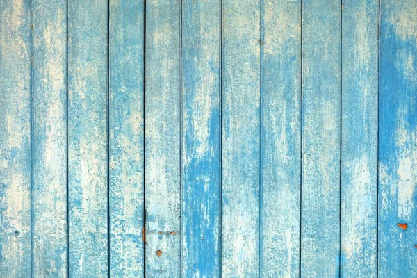 蓝色剥落油漆木墙纹理背景 — 图库照片