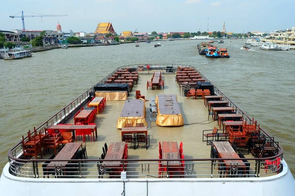 Widok Góry Big Ferry Rzece Chao Phraya Chao Phraya Rzeka — Zdjęcie stockowe