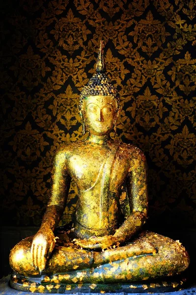 Ancient Golden Buddha Bild Stora Hallen — Stockfoto