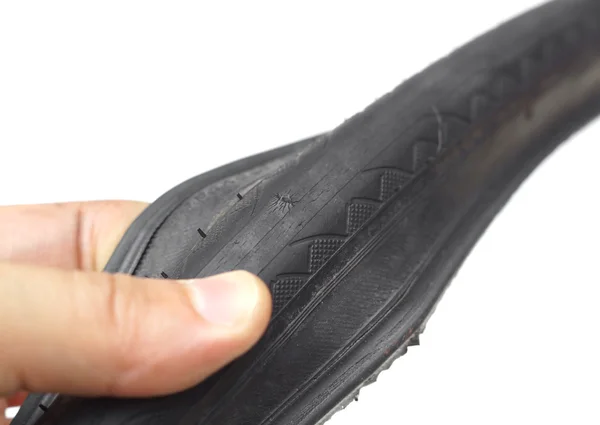 Bicycle tyre puncture due — Stock Photo, Image