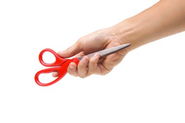 El tutma kırmızı makas