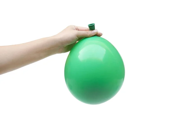 Hand met een ballon op wit wordt geïsoleerd — Stockfoto