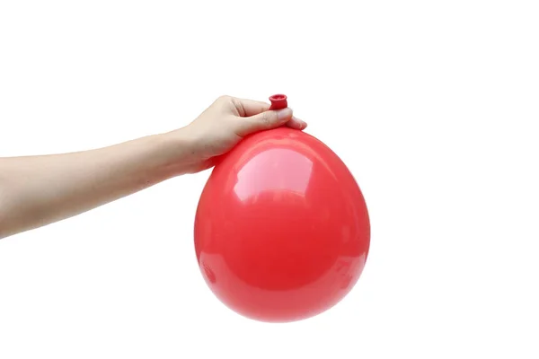 Hand holding a balloon isolated on white — Stock Photo, Image