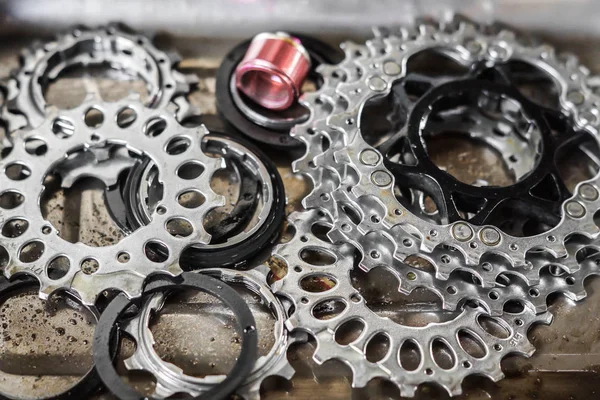 Bicycle gear cassette disassembled — Stock Photo, Image