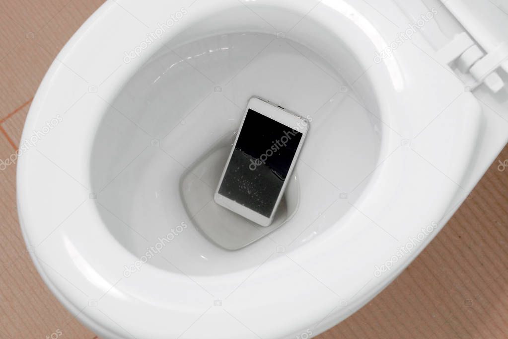 smartphone dropped into a toilet