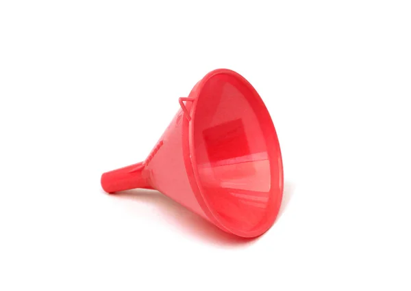 Red plastic funnel — Stock Photo, Image