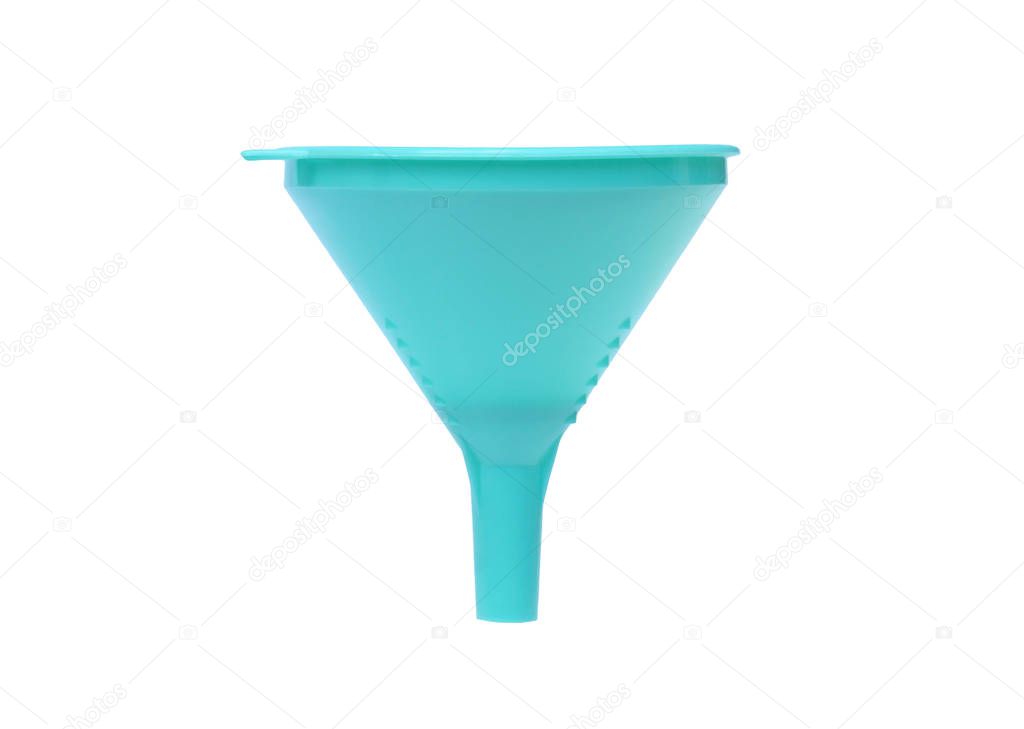 cyan plastic funnel