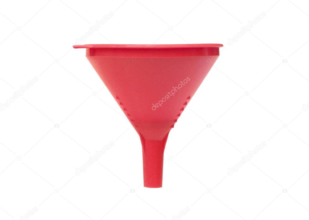 red plastic funnel