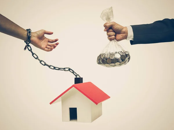 Buying a house causing debts concept
