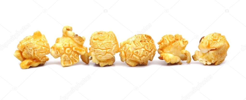 Row of caramel popcorn