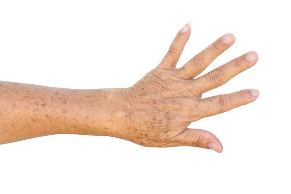 Oude Aziatische vrouwelijke hand — Stockfoto