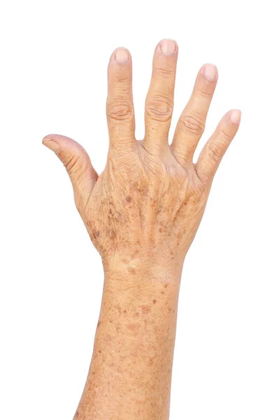 Velho mão feminina asiática — Fotografia de Stock