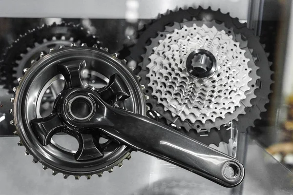 自転車のクランクとリアのカセット — ストック写真