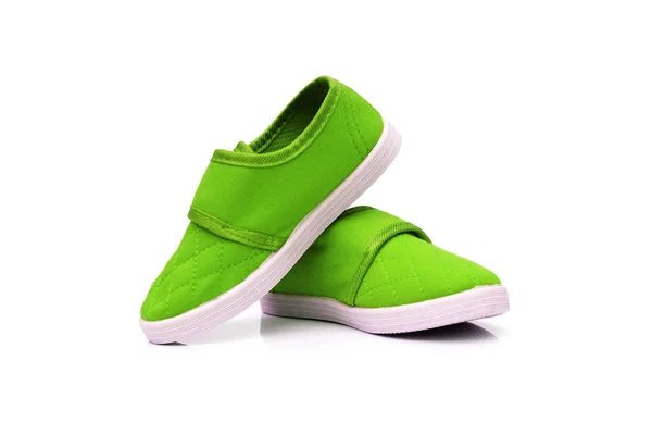 Zielony slip on buty — Zdjęcie stockowe
