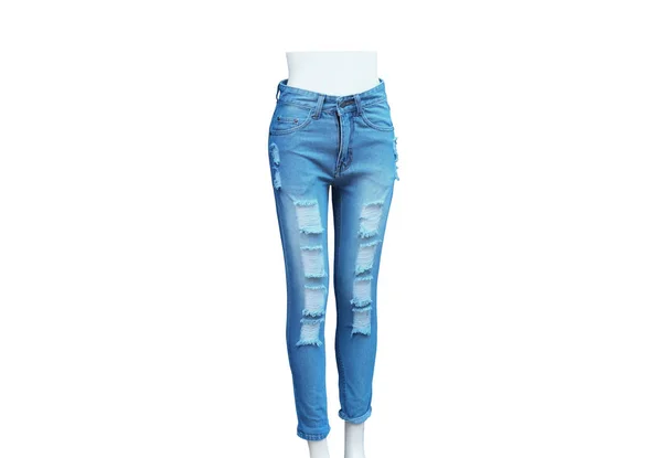 Женские разорванные узкие джинсы изолированы — стоковое фото