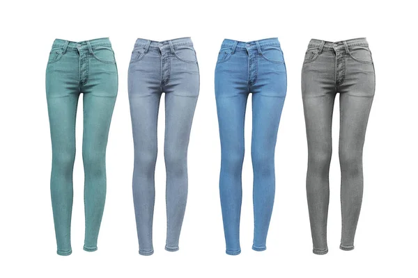 Weibliche Skinny Jeans in verschiedenen Farben — Stockfoto