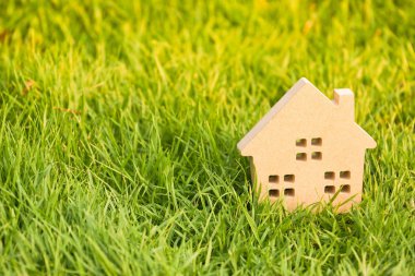 Yeşil çimenlerin üzerinde ahşap ev