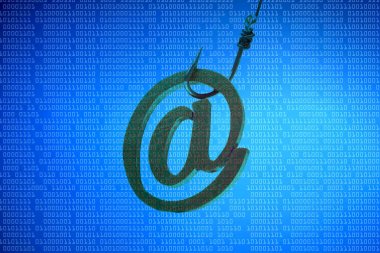E-posta işareti ile bir olta kancası