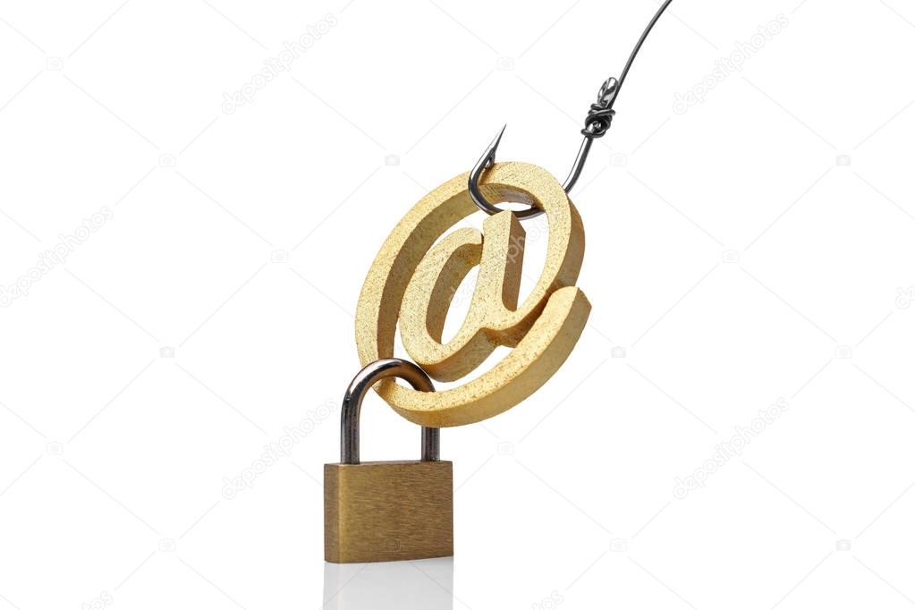 A fish hook with email sign