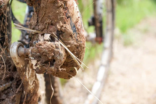 Mountain bike clipless shoes with mud — Stock Photo, Image