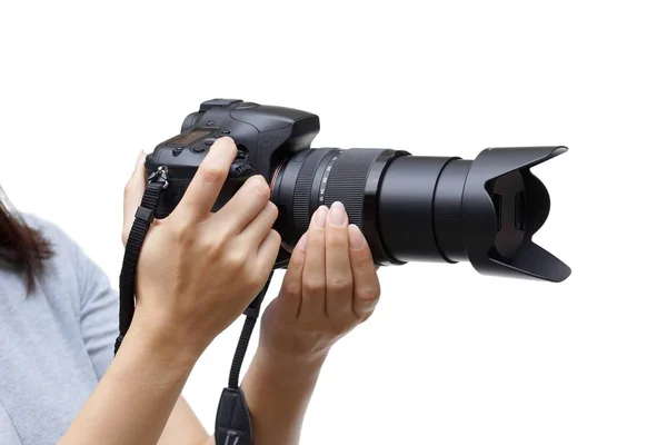Uma câmera digital com lente de zoom — Fotografia de Stock