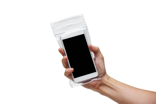 Smartphone mit in einer wasserdichten Hülle — Stockfoto
