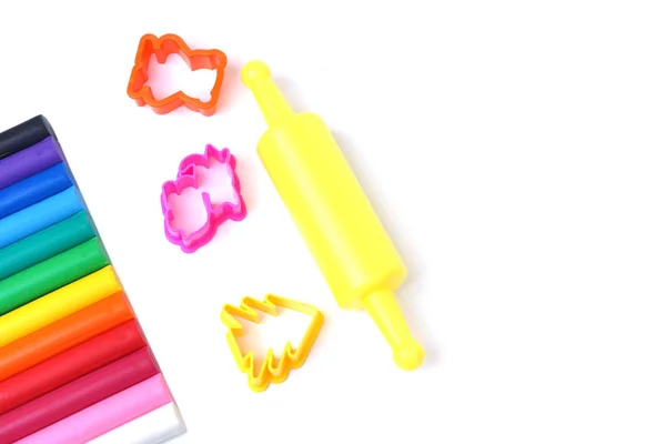 Colorful Clay Sticks Kids Isolated White — Stock Photo, Image