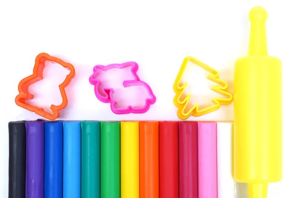 Colorful Clay Sticks Kids Isolated White — Stock Photo, Image