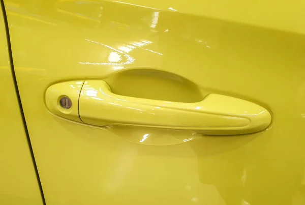 Samochód Drzwi Pokrętło Kolorze Żółtym — Zdjęcie stockowe