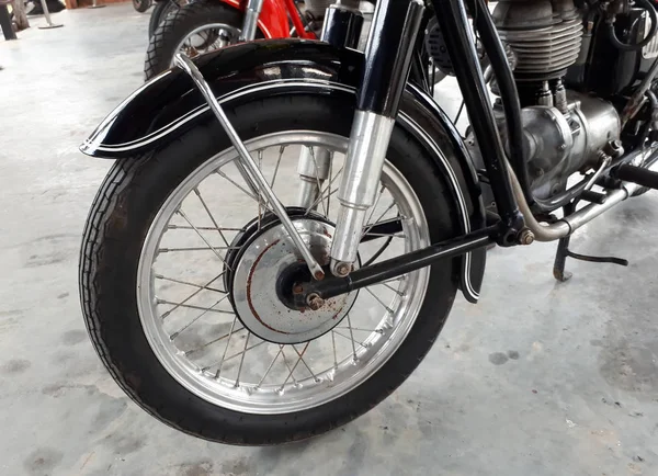 old classic motorcycle front wheel