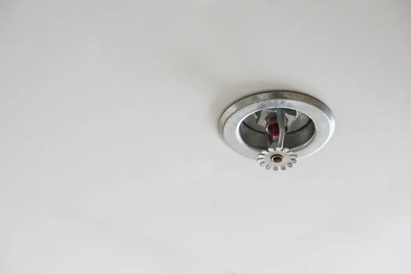 Fire Detector Extinguisher Gray Ceiling Background — Stock Photo, Image