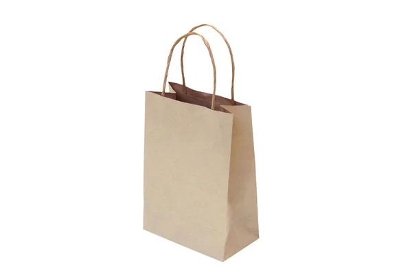 Brown Paper Bag Isolated White — Stock Photo, Image