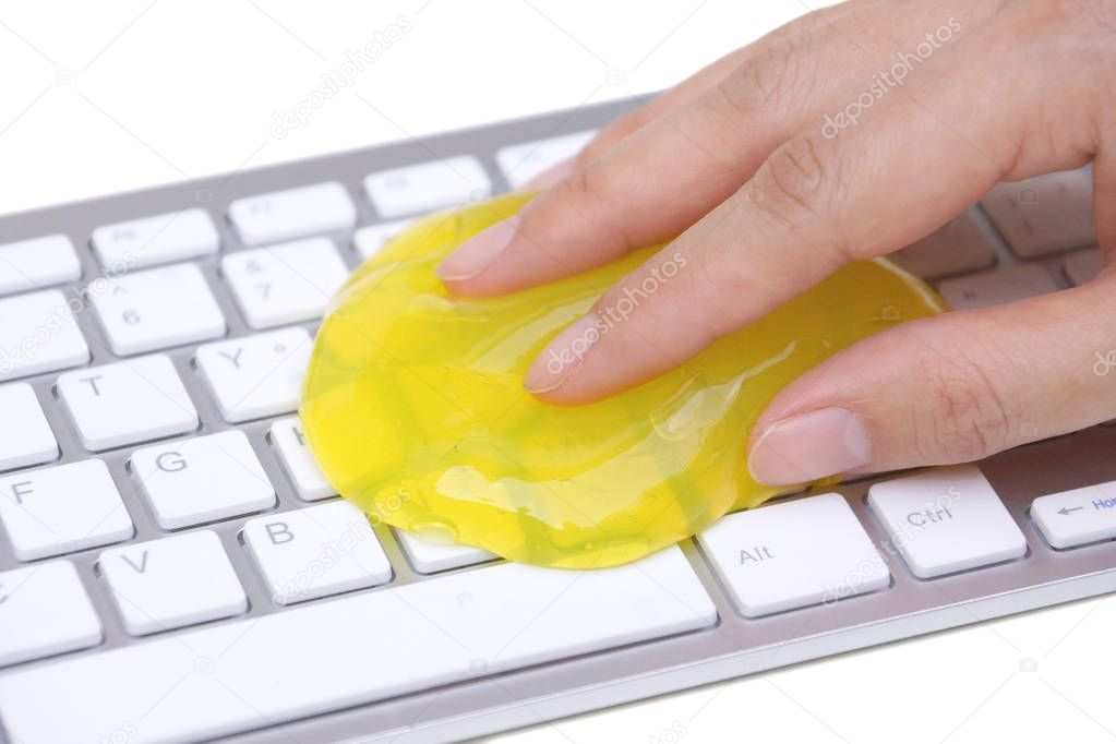 Slimy Gel for cleaning computer keyboard                                  