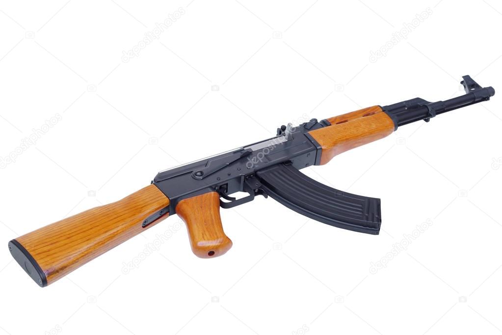 Assult rifle AK47 isolated on white background                              