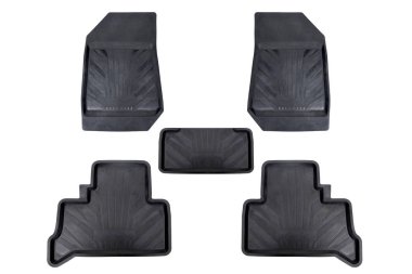 Araba paspaslar üzerine beyaz izole farklı bölümlerini