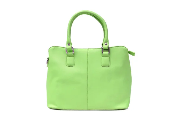 Grüne Damenhandtasche Isoliert Auf Weiß — Stockfoto