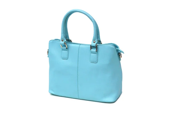 Blaue Damenhandtasche Isoliert Auf Weiß — Stockfoto