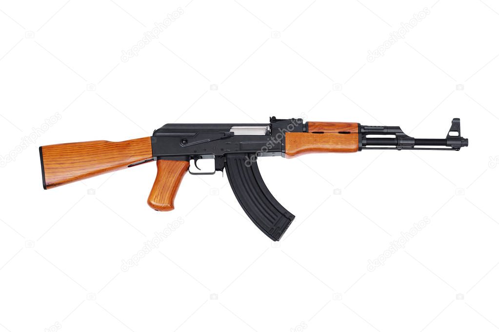 Assault rifle AK47 isolated on white background                                   