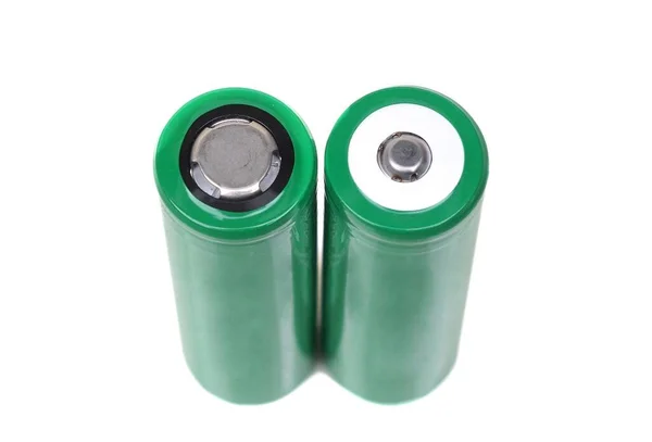 Üst Üst Düğmeleri Düz Olan Lityum Iyonlu Bataryalar Beyaz Grupta — Stok fotoğraf