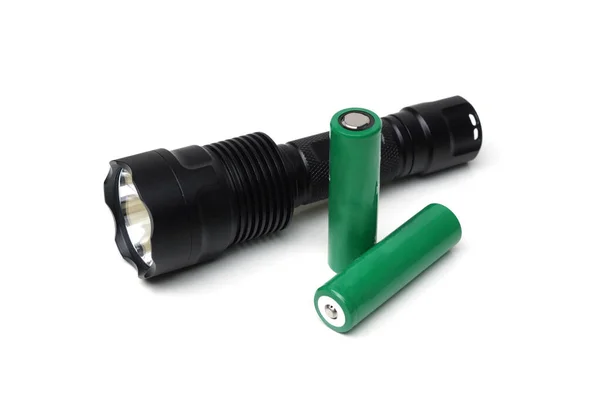 LED torch with lithium battery isolated / Flashlight for camping