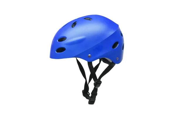 Capacete Para Andar Bicicleta Jogar Skate Cor Azul Isolado Fundo — Fotografia de Stock