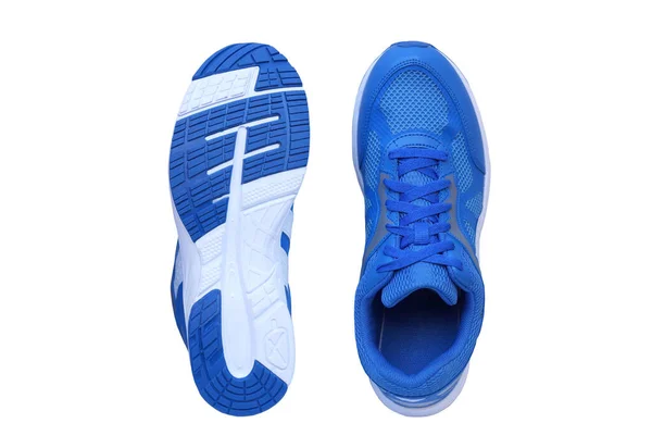 Sapatos Corrida Cor Azul Isolado Branco — Fotografia de Stock